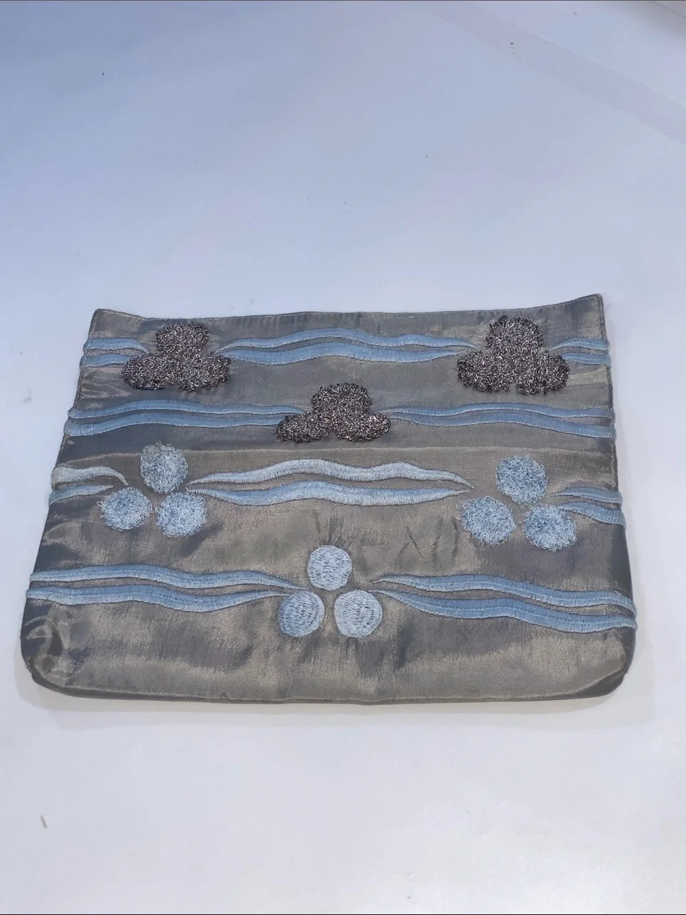 Chan Luu Gray Embellished Clutch with Glitter Motifs
